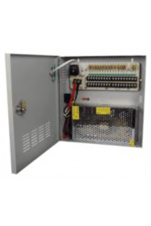 Fuente de Poder Saxxon 12VCC 20 Amperes Para 18 Cámaras 1.1 Amper por Canal Protección contra Sobrecargas