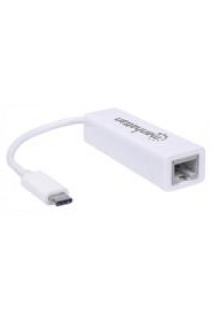 Adaptador Manhattan USB C 3.1 a Red Gigabit 10/100/1000 Mbps Color Blanco