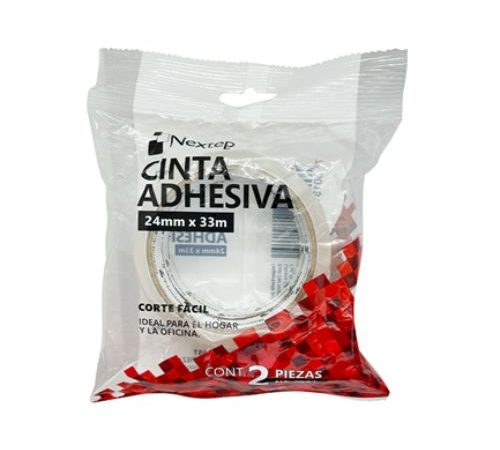 Cinta Adhesiva Nextep Corte Facil 24mm x 33mts Bolsa c/2 Piezas