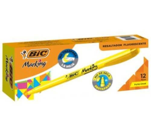 Marcador Resaltador BIC Making Punta Cincel Color Amarillo Fluorescente