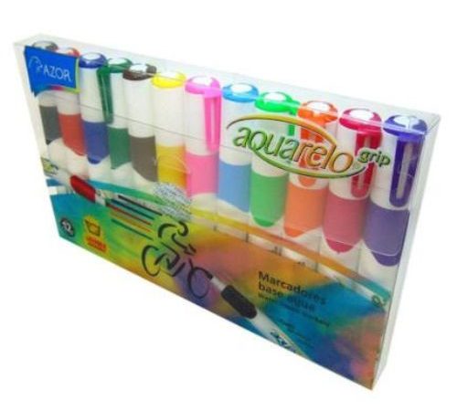 Marcador Aquarelo Grip Colores Surtidos Estuche C/12 Pzas