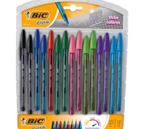 Bolígrafo BIC Cristal Precisión y Suavidad Fashion Punta 0.7mm Colores Surtidos C/15 Pzas