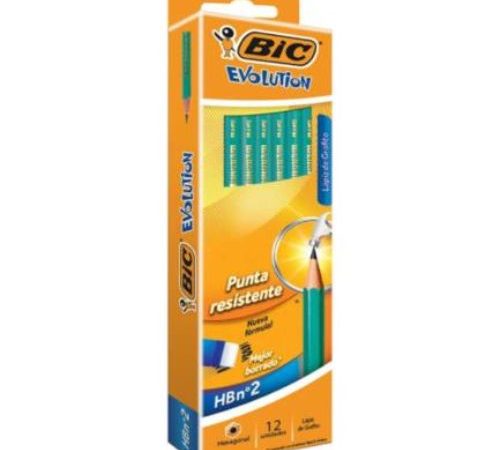 Lápiz BIC Evolution Hexagonal Grafito HB2 C/12 Pzas