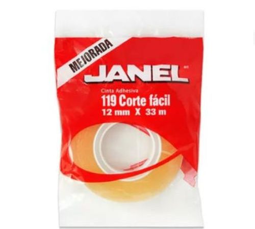Cinta Janel Adhesiva Corte F?cil 119 12mmx33m Transparente 1 Pza