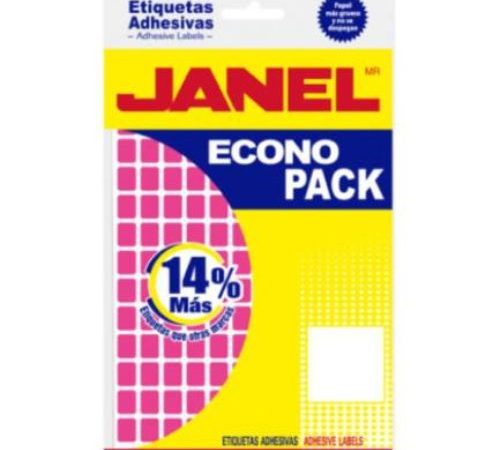 Etiquetas Adhesivas Janel Econopack No 4 Rosa 8mm x 20mm C/1008 Etiquetas por Sobre
