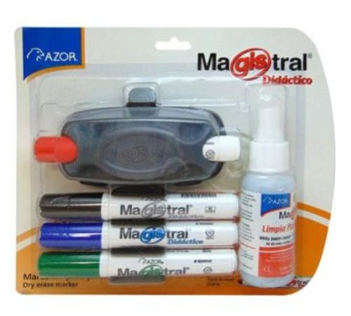 Estuche C/4 Marcadores Magistral Didáctico P/Pizarrón Blanco Colores Surtidos C/Borrador+Limpiador