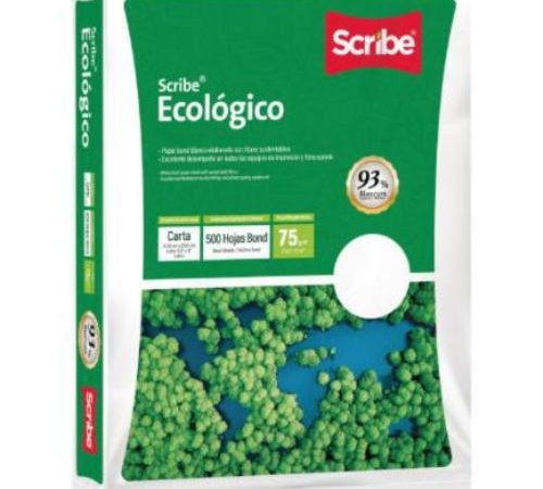 Papel Cortado Scribe Ecologico Carta 93% de Blancura 75gr Caja C/5000 Hojas