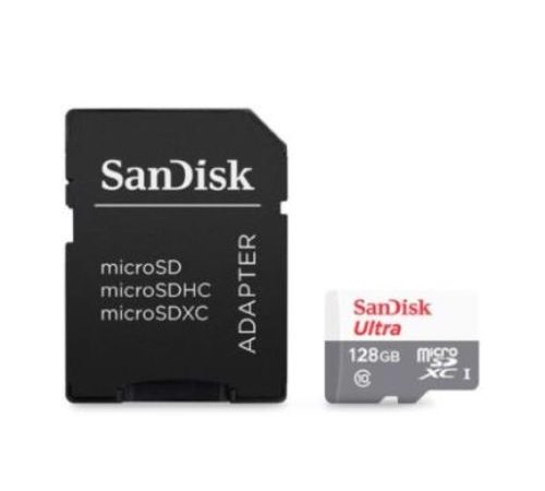 Memoria Micro SD SanDisk Ultra 128GB Micro SDXC UHS-I Clase 10 C/Adaptador Color Gris Blanco SDSQUNR-128G-GN3MA